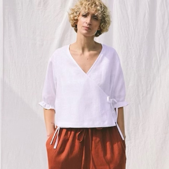 *TRADED* OffOn Loose Linen Wrap Blouse - Picture 3 of 3